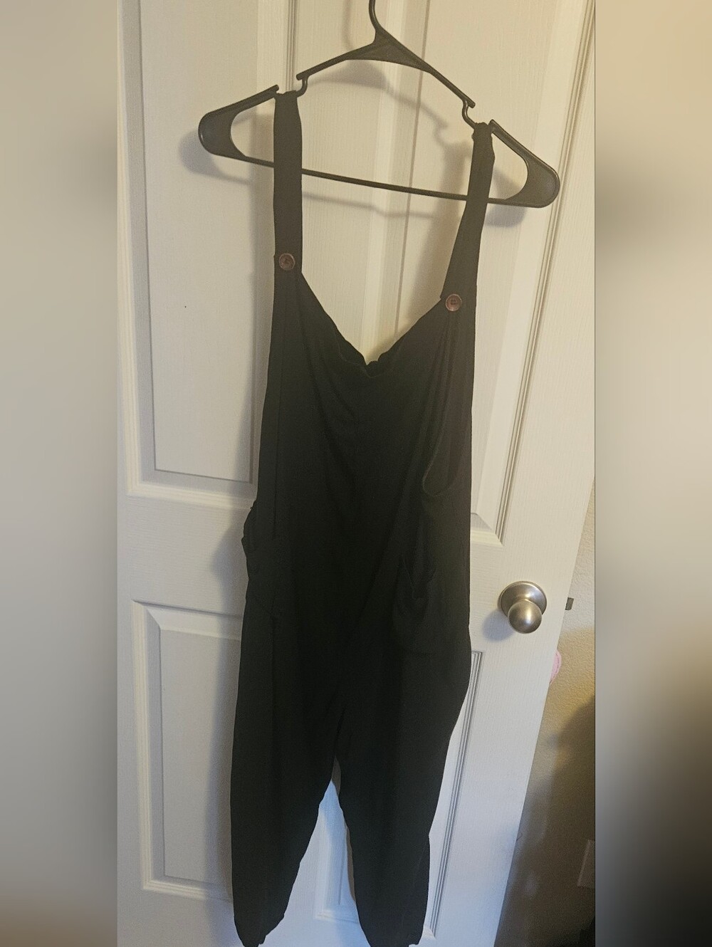So Soft! Black Rayon Overalls. Wide Leg Crop. Size XXL